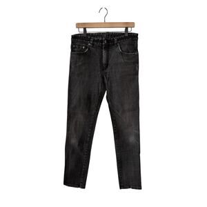 Z Zenga Distressed Black Jeans Narrow Leg Wear on Left Cuff - 32" W x 30" L